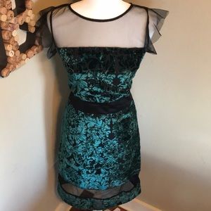 Beautiful Italian emerald velvet midi dress